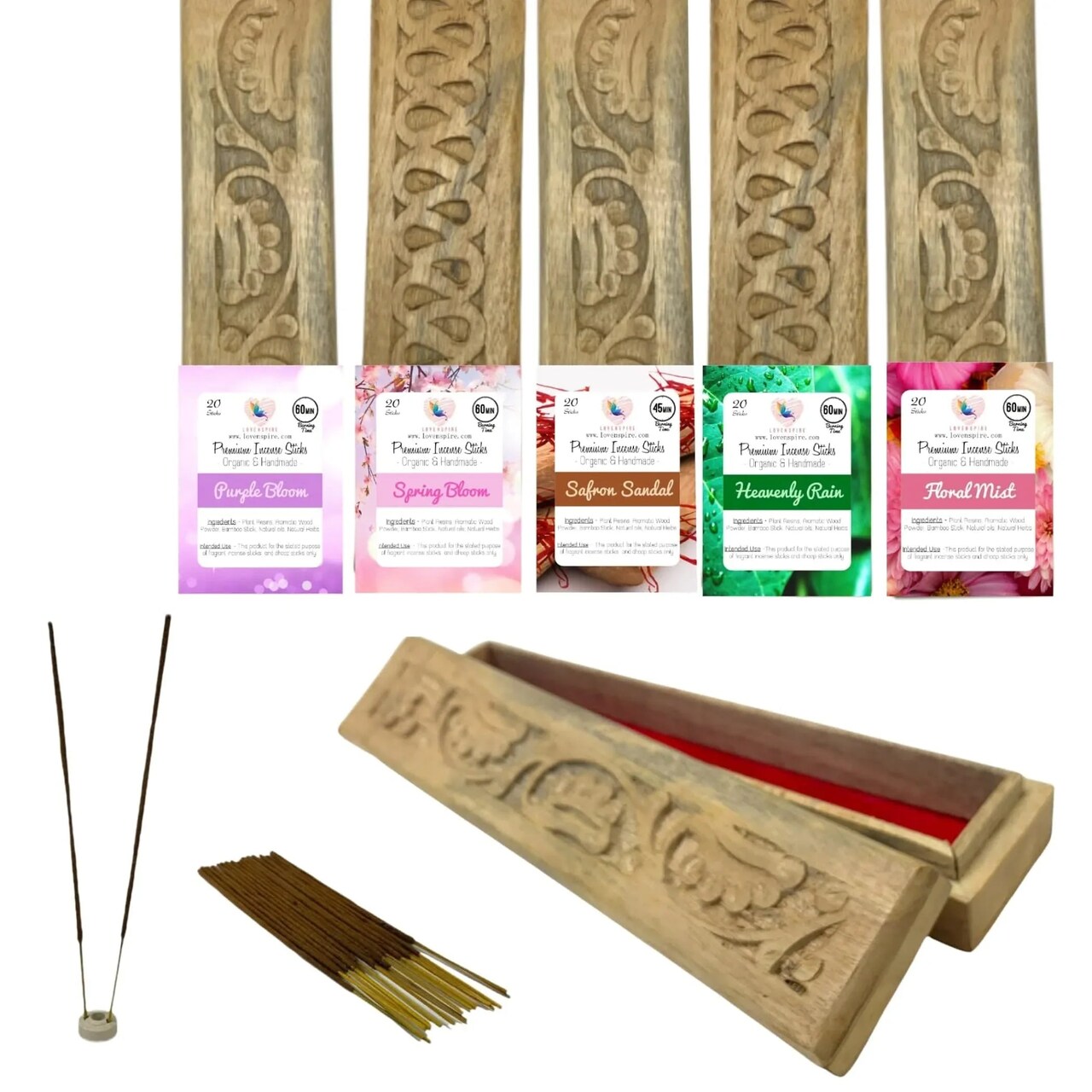 Premium Scented Incense Stick Plain Incense Kit with Wooden Box Agarbatti Dhoop Stick Low Smoke Incense with Spiritual Fragrance Pooja Essential Indian Temple Item